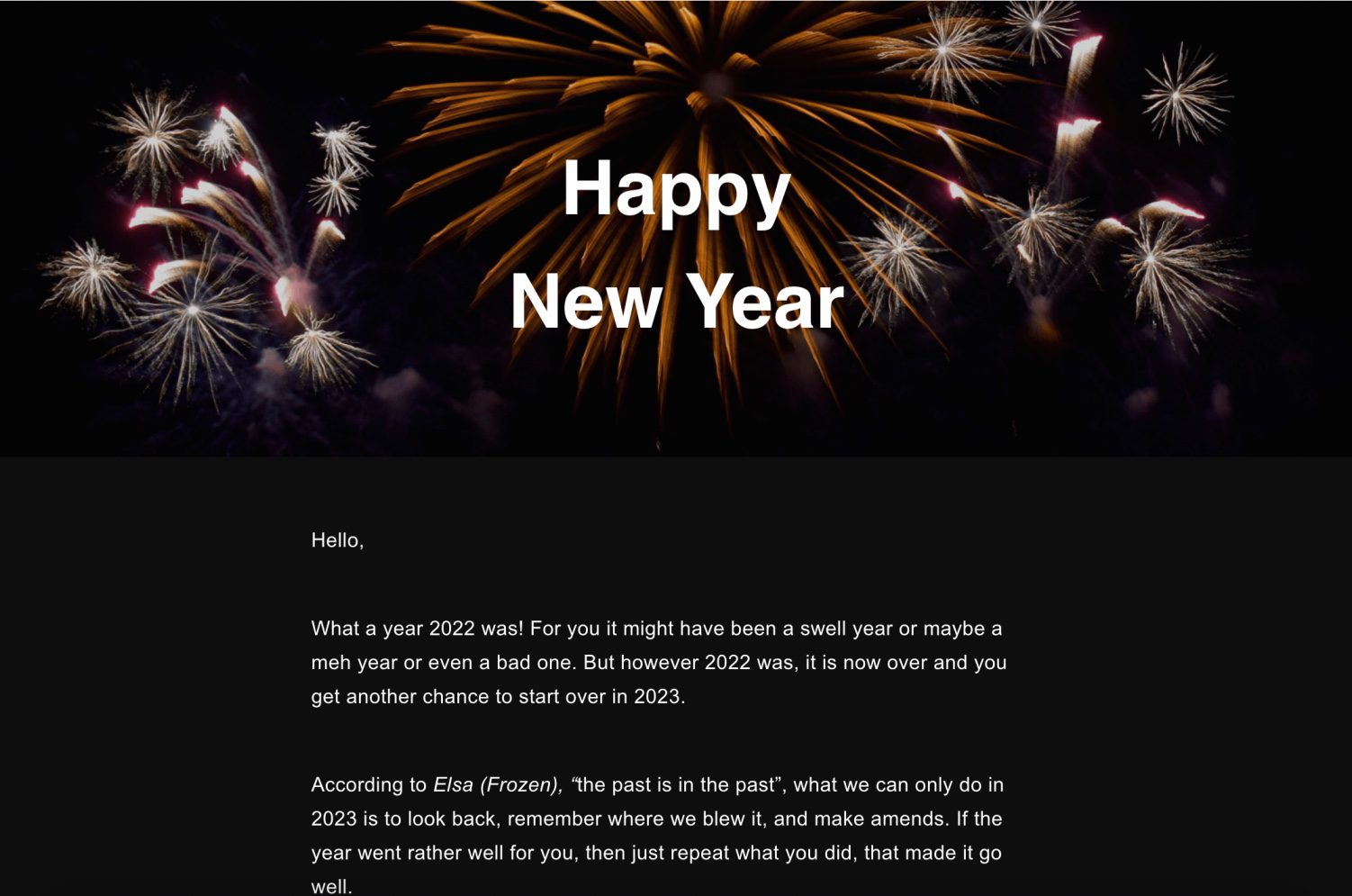 happy new year email marketing